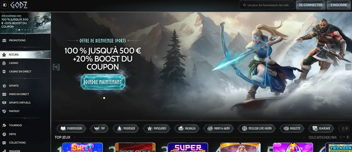 Godz homepage nouveau casino en ligne sans wager
